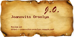 Joanovits Orsolya névjegykártya